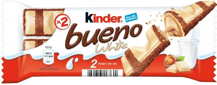 KINDER BUENO WHITE 39g tyčinka KINDER BUENO WHITE 39g tyčinka