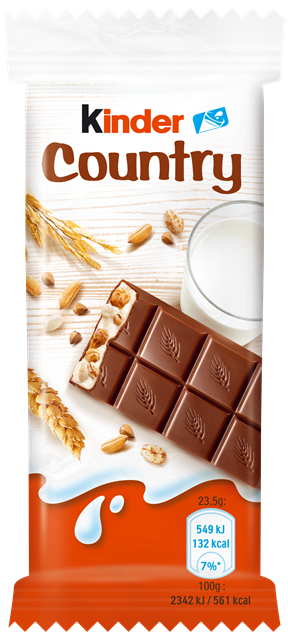 KINDER COUNTRY 23,5g mliečna tyčinka s cereáliami KINDER COUNTRY 23,5g mliečna tyčinka s cereáliami