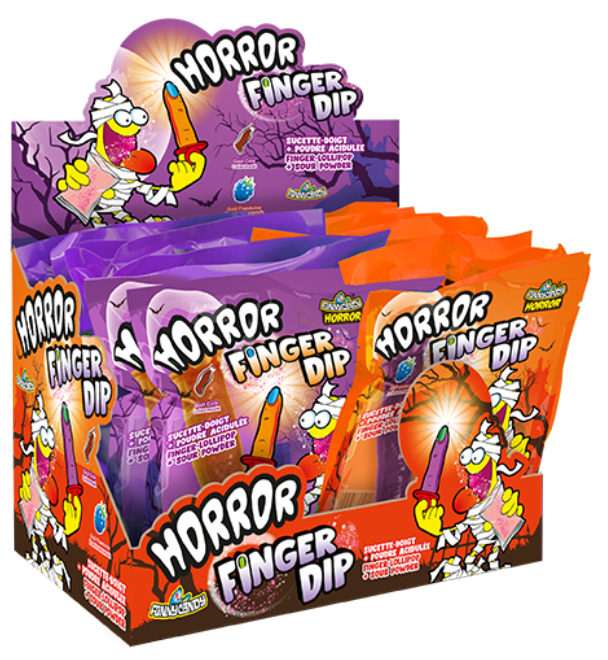 FUNNY HORROR FINGER 40g lízatko s práškom (Balenie:18ks 1ks od 0,45eur)