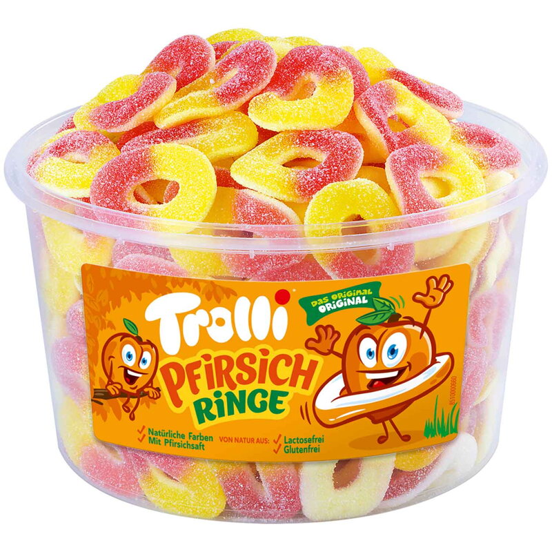 TROLLI BROSKYŇOVÉ KRÚŽKY 8g,želé (Balenie 150ks 1ks od 0,065eur)(exp.23/12/25)