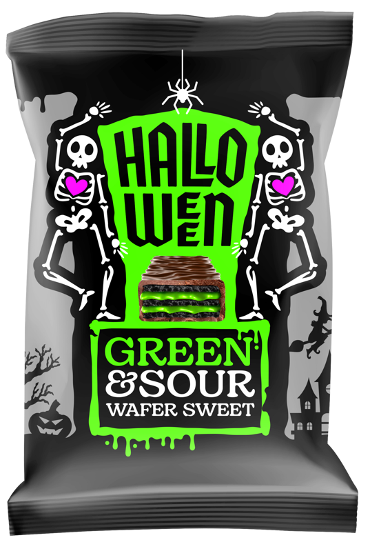 HALLOWEEN GREEN&SOUR 150g plnené keksíky 