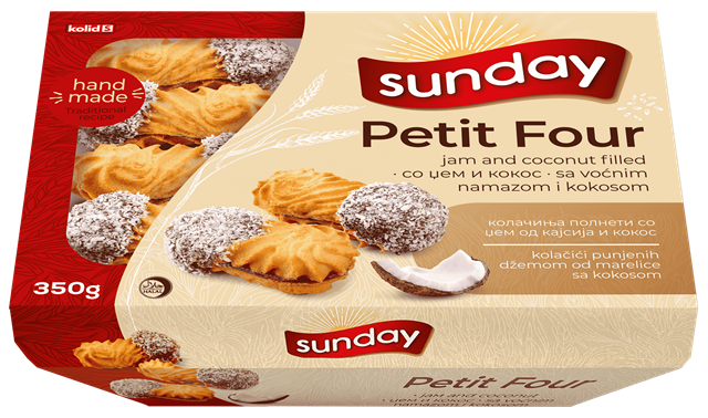 PETIT FOUR 350g marhuľovo kokosové koláče PETIT FOUR 350g marhuľovo kokosové koláče