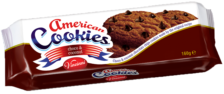 AMERICAN COOKIES 160g čokoládovo-kokosové sušienky AMERICAN COOKIES 160g čokoládovo-kokosové sušienky