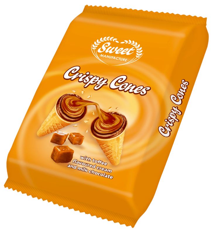 CRISPY CONES TOFFEE 130g karamelové kornútky CRISPY CONES TOFFEE 130g karamelové kornútky