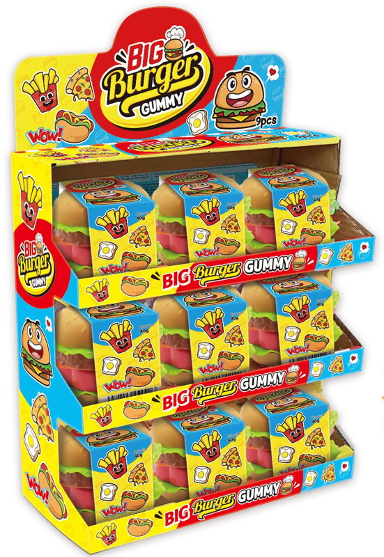 BIG BURGER GUMMY 40g želé+hračka (Balenie:9ks 1ks od 1,55eur) BIG BURGER GUMMY 40g želé+hračka (Balenie:9ks 1ks od 1,55eur)