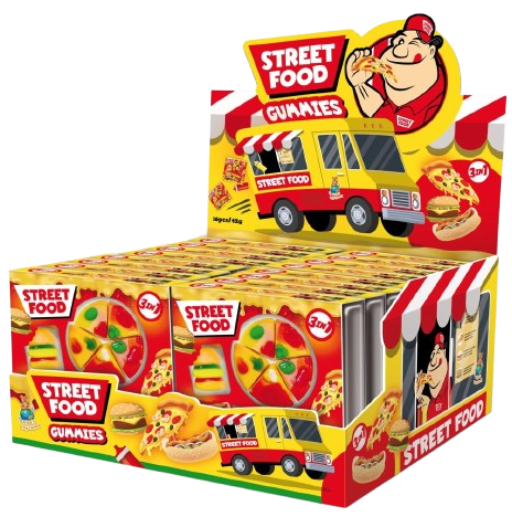 STREET FOOD GUMMIES 42g želé cukrovinka (Balenie 16ks 1ks od 0,55eur) STREET FOOD GUMMIES 42g želé cukrovinka (Balenie 16ks 1ks od 0,55eur)