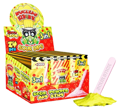 NUCLEAR STRIKE SOUR DIP 18g lízatko s práškom (Balenie:24ks 1ks od 0,25eur) NUCLEAR STRIKE SOUR DIP 18g lízatko s práškom (Balenie:24ks 1ks od 0,25eur)