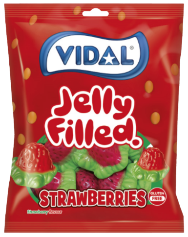 VIDAL STRAWBERRIES 90g plnené želé cukríky VIDAL STRAWBERRIES 90g plnené želé cukríky