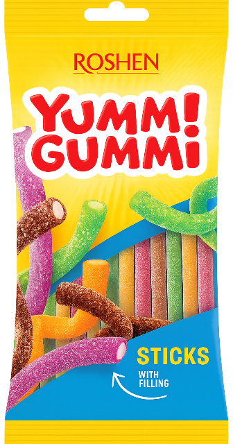 YUMMI! GUMMI STICK 70g dúhové pelendreky