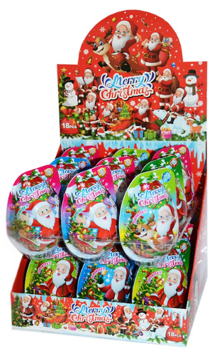 MERRY CHRISTMAS EGGS 10g cukrovinka s hračkou (Balenie:18ks 1ks od 0,75eur)
