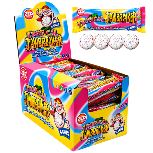 JAWBREAKER TROPICAL 33g cukríky so žuvačkou (Balenie:40ks 1ks=0,35eur)