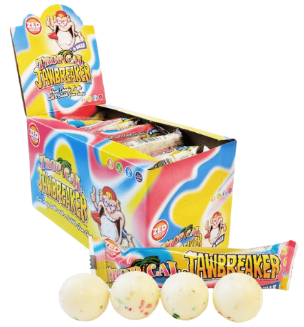 JAWBAREAKER TROPICAL 33g cukríky so žuvačkou (Balenie:40ks 1ks=0,35eur)