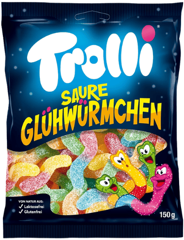 TROLLI SOUR GLUHWURMCHES 150g želé cukríky TROLLI SOUR GLUHWURMCHES 150g želé cukríky