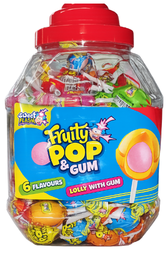FRUITY POP 16g lízatko so žuvačkou(Balenie:100ks 1ks od 0,11eur)