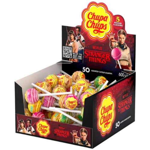 CHUPA CHUPS STRANGER THINGS 12g lízatka (Balenie:50ks 1ks od 0,22eur)