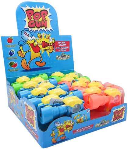 MINI POP GUN 10g lízatko s hračkou (Balenie:12ks 1ks od 0,85eur)