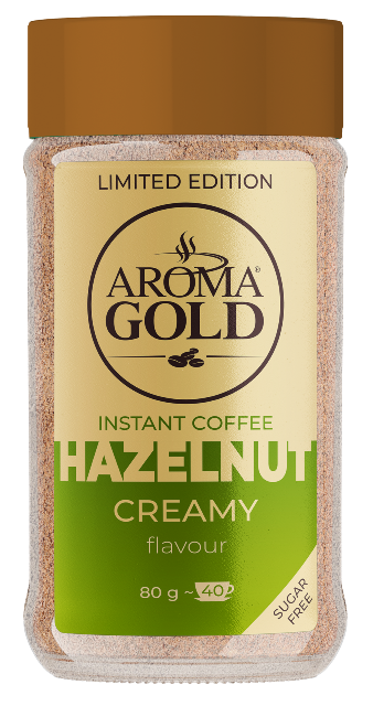 AROMA GOLD HAZELNUT 80g oriešková instantná káva 