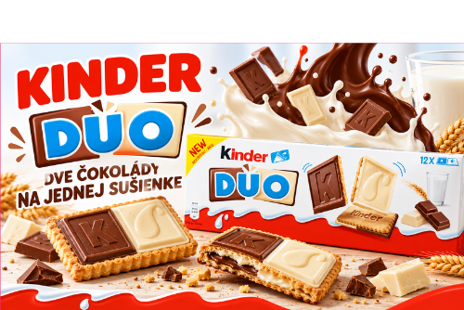 Kinder Duo 150 g – sušienky Ferrero s mliečnou a bielou čokoládou Kinder