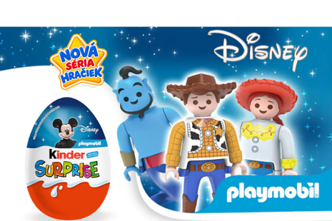 Čokoládové vajíčko Kinder Surprise a figúrky Disney v štýle Playmobil