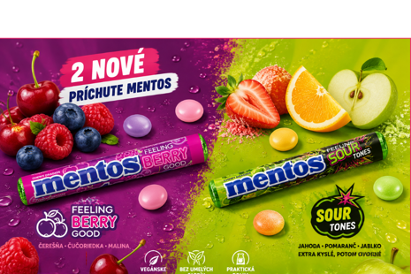 Mentos Feeling Berry Good a Sour Tones – nové ovocné a kyslé žuvacie cukríky v rolkách