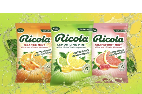 Nové citrusové dropsy Ricola s príchuťami Lemon Lime Mint, Orange Mint a Grapefruit Mint